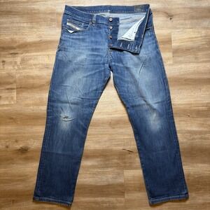 Diesel D-MIHTRY Jeans Men 36x32 Blue Straight Leg Stretch Dark Wash Modern 0GDA0